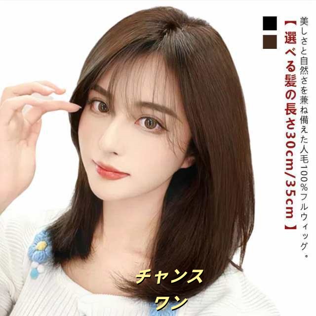 ウィッグ 人毛100％ レディース 自然 フルウィッグ ボブ ショート ミディアム セミロング ウイッグ 小顔 かつら 女性 医療用ウィッグ 黒