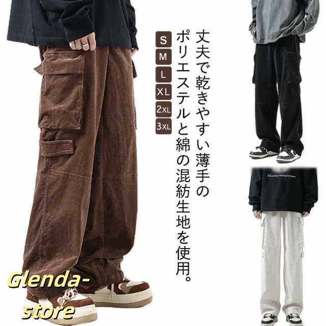 カーゴパンツ メンズ 秋 冬 秋冬 作業着 作業ズボン 無地 黒 グレー 5ポケット M L LL 3L 4l ロング ワークパンツ イージーパンツ ミリ