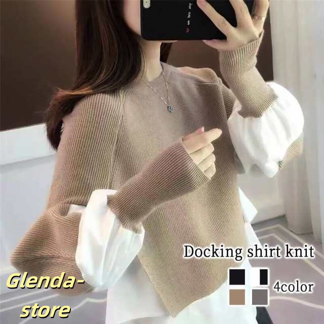 セーター レディース ドッキングシャツニット 秋 厚手 ゆる 白 春 Vネック タートルネック ノルディック ニット 洗える 柄 ハイネック ふわふわ 黒 ケーブル編み クルーネック トレーナー おし