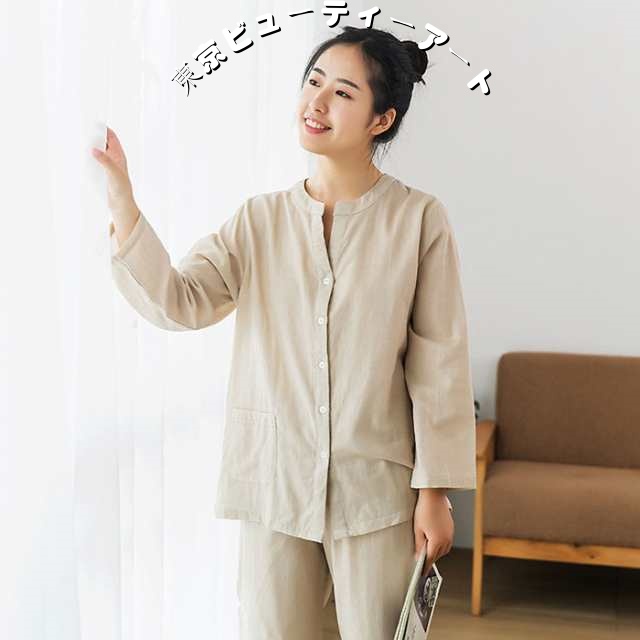 ダブル ガーゼ パジャマ 綿100％ 前開き二重 可愛い 大人用インナー 下着 ナイトウェア レディース ナイトウェア ルームウェア パジャマ