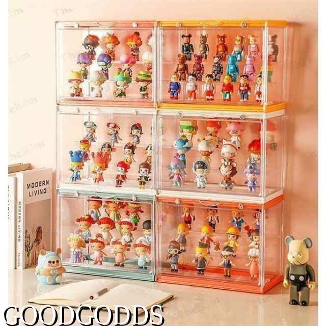 フィギュアケース 棚 アクリル 大型 コレクションボックス 横長 前開き 春秋夏冬 雑物 男女 マグネット式開閉扉 アクリルスタンド 3段 組み立て式