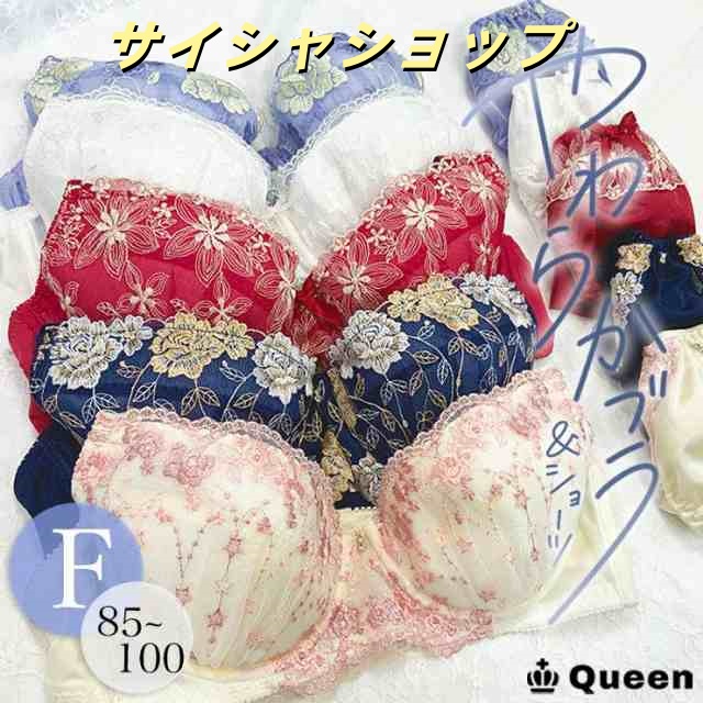 ブラジャー ショーツセット 上下セット ブラセット 大きいサイズ レディース 下着 F85 F90 F95 F100 やわらか 刺繍レース ぽっちゃり ソフト