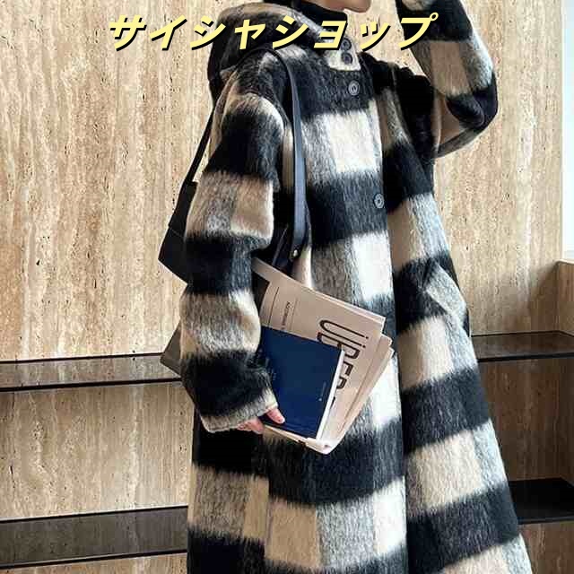 ダッフルコート レディース ウール ロングコート チェック ロング アウター フード付き コート 韓国ファッション 春 秋 冬 防寒 厚手 暖かい あったか ウールコート 大きいサイズ ゆったり カジ