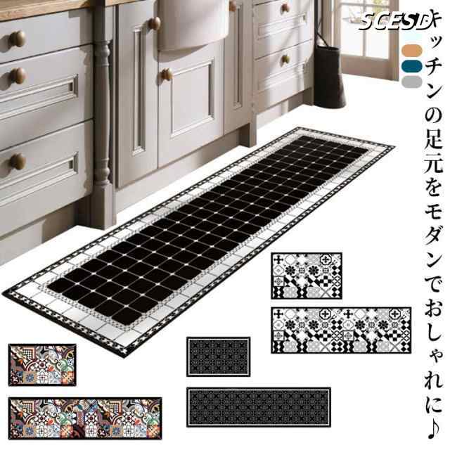 キッチンマット 拭ける 2点セット 50×240cm 40×60cm インテリアマット キッチン マット お手入れ簡単 北欧 台所 ロング 拭くだけ 掃除 簡単 おしゃれ モダン