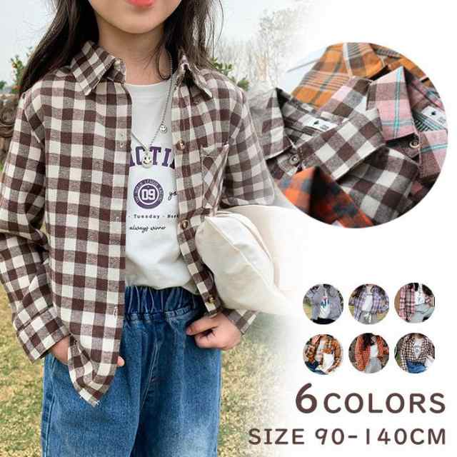 チェックシャツ 子供 春夏秋冬 ネルシャツ 女の子 ブラウス 長袖シャツ キッズ 長袖 羽織 トップス 男の子 ブラウス チェック柄 前開き ボタン マルチカラー