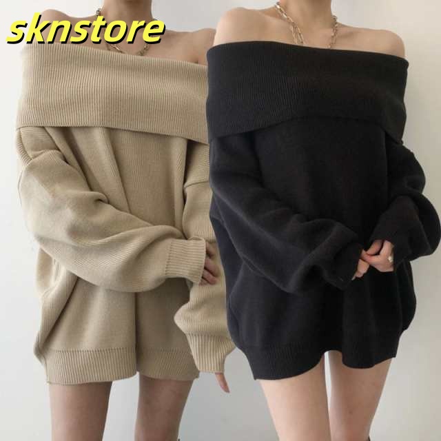 オフショルダー ニット ミニ ワンピース チュニック ワンピ 長袖 肩出し かわいい レディース ロング トップス