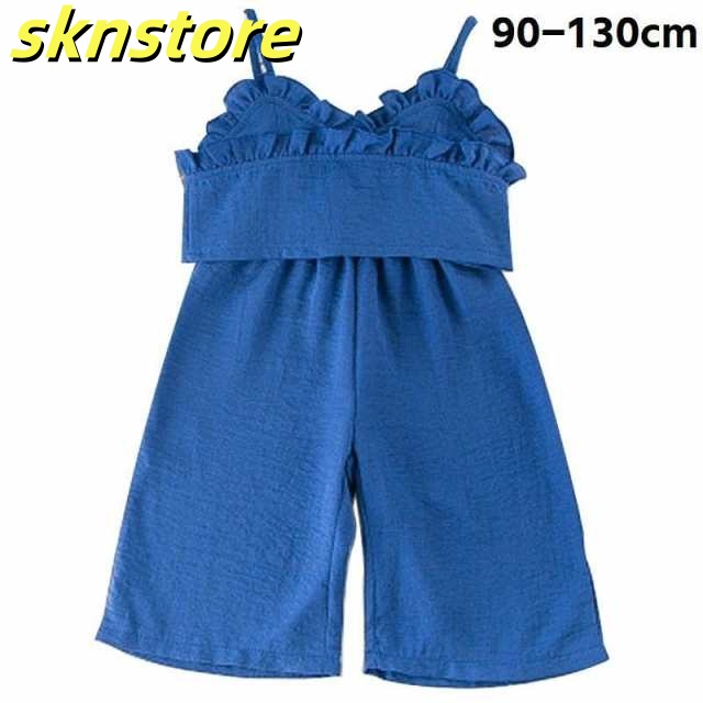セットアップ キャミソール パンツ キッズ 子供 女子 女の子 キッズ服 子供服 2点セット 上下セット ウエストゴム シンプル 無地 背中見せ 背中