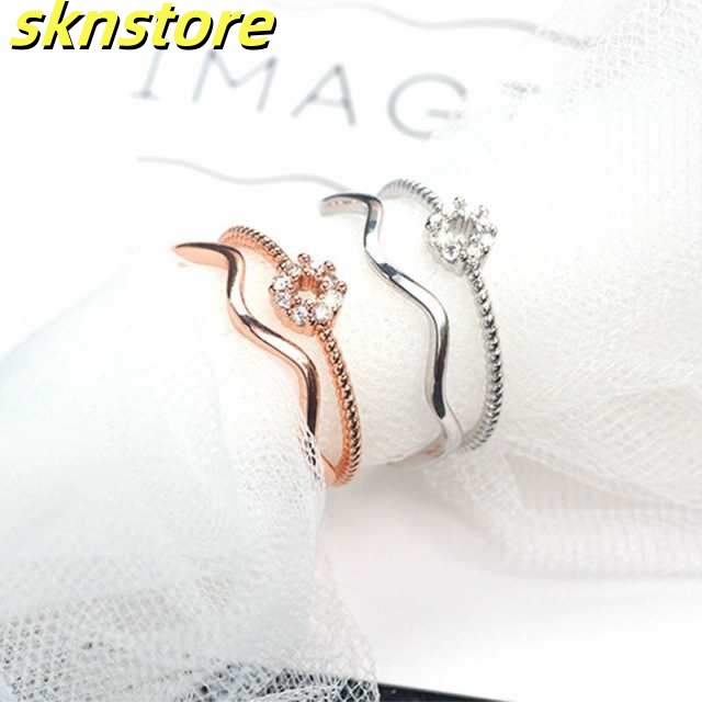 指輪 リング 2連風 花 フラワー ラインストーン シンプル レディース アクセサリー 女性用 可愛い かわいい おしゃれ デート おでかけ カジュア