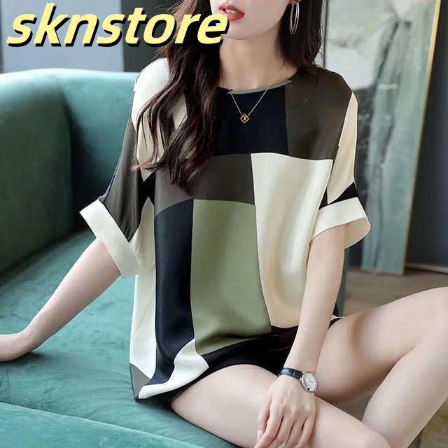 ブラウス Tシャツ レディース ビッグシルエット 大人 半袖 ゆったり トップス 体型カバー 夏 1色選び M-2XL