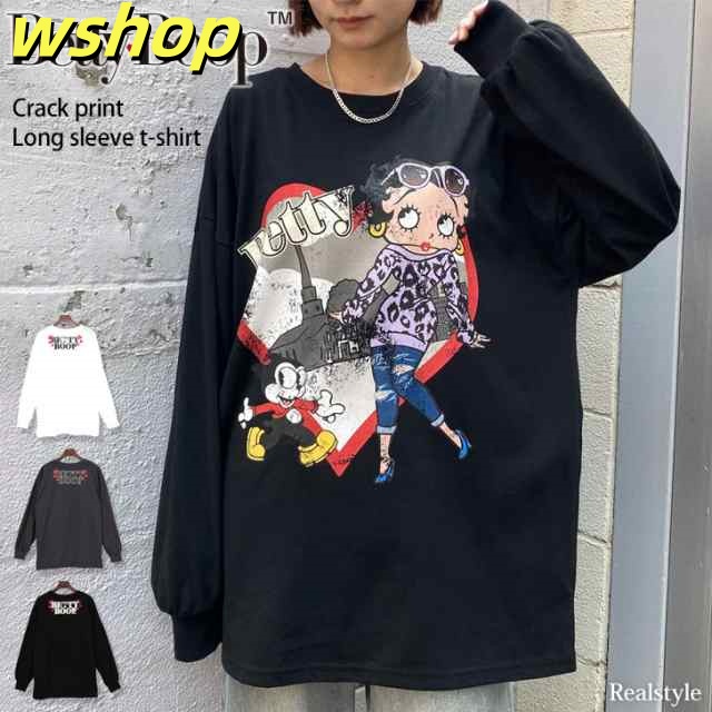新作 Tシャツ レディース 長袖 薄手 ベティブープ BETTY BOOP キャラクター グッズ 公式 大きいサイズ トップス カットソー ロンT