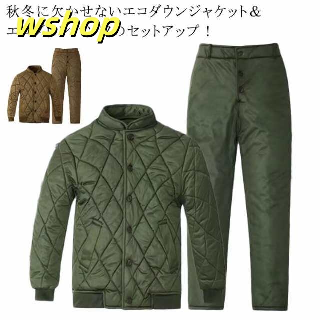 中綿パーカー メンズ トレーナー キルティング上下セット 上下セット ダウン 長ズボン セットアップ キルティング上下セット 防寒ウエア 秋冬 キルト 暖かい カジュアル 中綿ジャケット ランニングウ