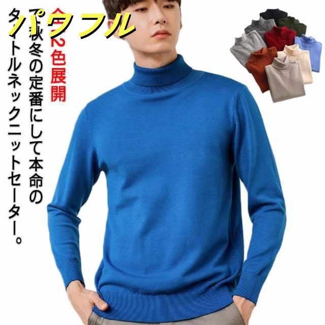 カラフル12色展開 ニット セーター メンズ タートルネック リブニット ハイネック 長袖 シンプル トップス ニットセーター 大きいサイズ メンズニット メンズセーター カットソー 厚手 秋冬 カジ