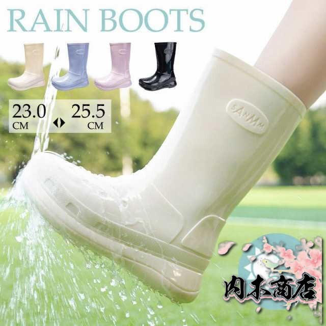 レインブーツ レディース ロング 丈 ラバー 長靴 軽量 柔らかい 防水 シンプル きれいめ おしゃれ 雨 雪 滑りにくい 園芸 ブーツ 作業 キッチン ガーデニング