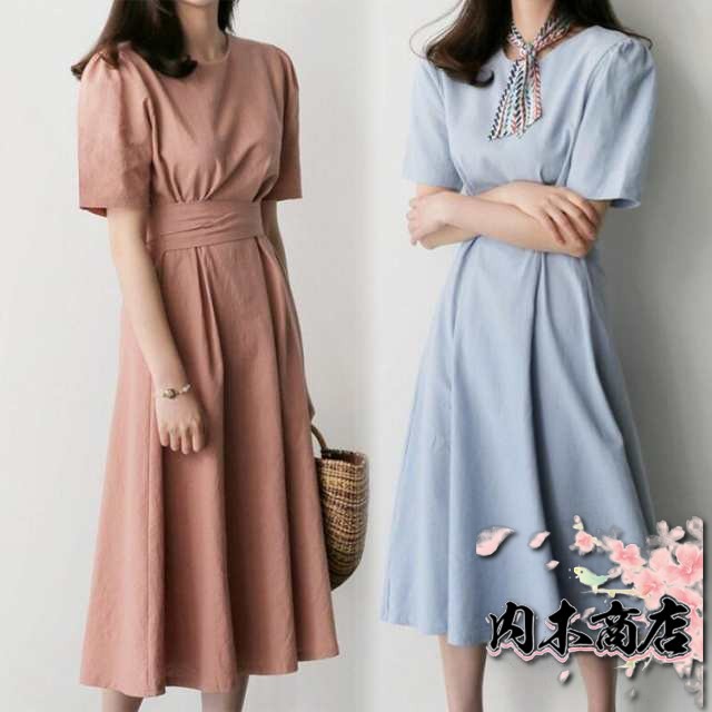 ワンピース レディース 春夏 綿麻 ルロング丈 ワンピース ベルト付き 配色40代 キレイめ 半袖 vネックドレス スカート 韓国風 オシャレ 着痩せ