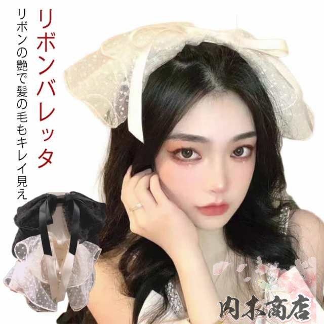 リボン レース バレッタ 姫系 プリンセス 大きめ ヘアアクセサリー チュール オーガンジー パール 髪留め 髪かざり ヘアピン ヘアアレンジ ヘアアクセ お洒落 可愛い 上品 大人 パーティー 卒業
