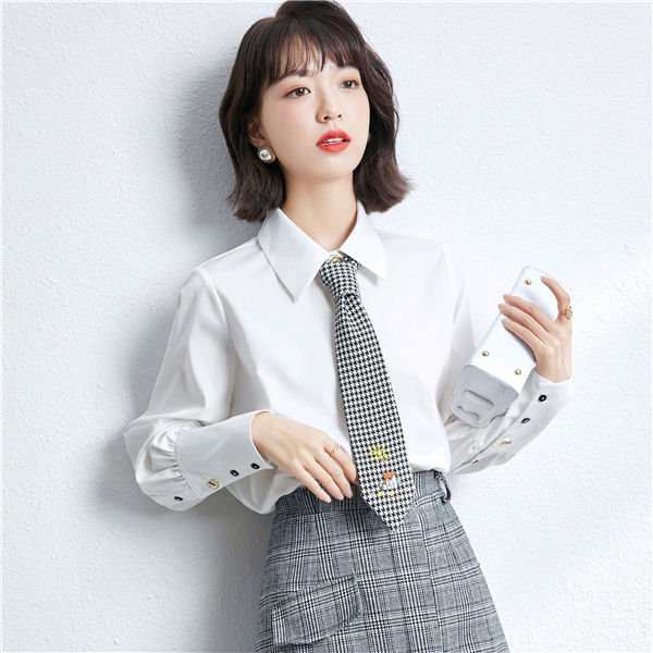 ブラウス シャツ レディース シャツブラウス ボタンダウン シャツブラウス 女性 ブラウス 白シャツ 前開き 立ち襟 配色切替え 春夏 送料無料