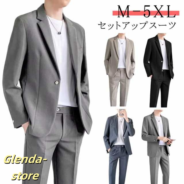 M-5XL テレワーク 春 セットアップ メンズ 春秋 夏 スーツ テーラード 秋 大きいサイズ ジャケット テレワーク アンクルパンツ セットアップスーツ メンズスーツ オールシーズン ビジネス ビ