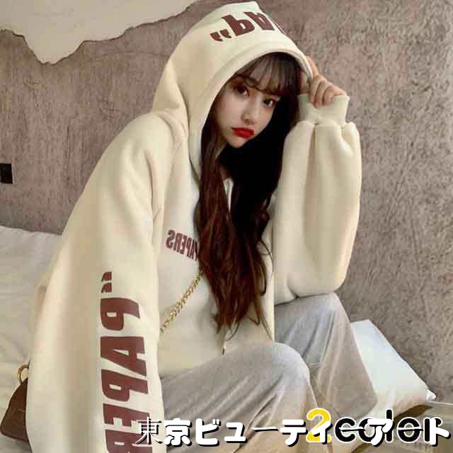 新型 パーカー フード付きパーカー シャツ ゆったり 長袖 トップス レディース ロング コート 学園 可愛い 韓国 ファッション 秋 冬