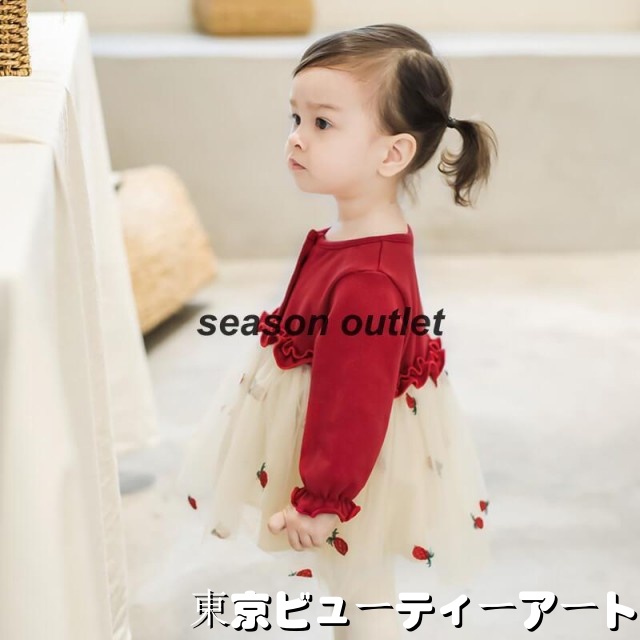 ワンピース 綿100% 保育園 入園式 服 子供 きれいめ 春 入学式 卒園式 女の子 ベビー 長袖 赤 フォーマル 結婚式 衣装 祝い 赤ちゃん 誕