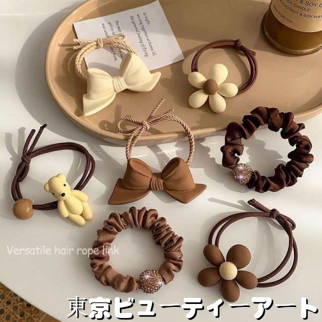 送料無料 レディース ヘアゴム 7点セット 髪飾り 女の子 ヘアアクセサリー 韓国ファッション リングゴム リボン おしゃれ かわいい オフィス 通勤